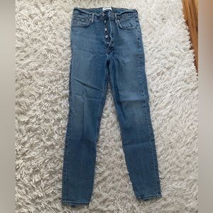 AGolde Nico straight leg medium light blue lightly distressed size 27